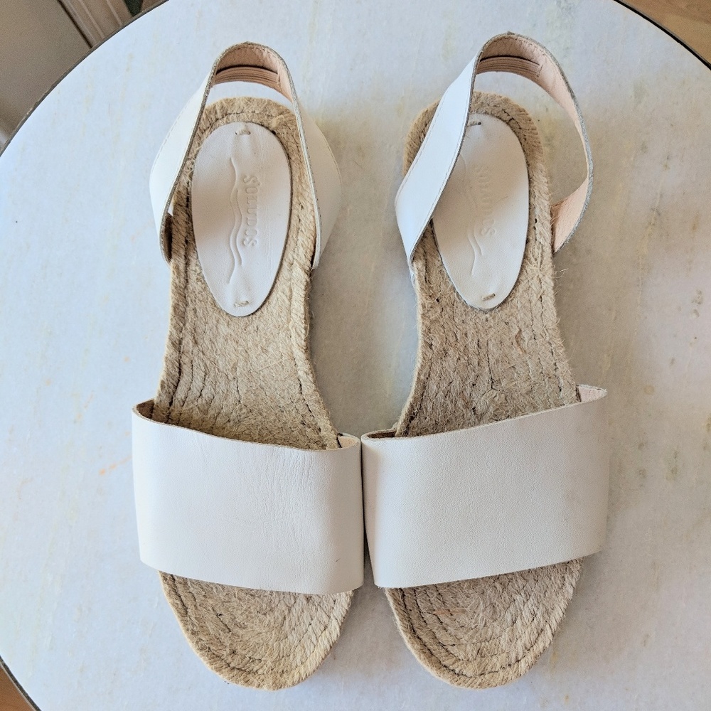 Soludos white leather sandals